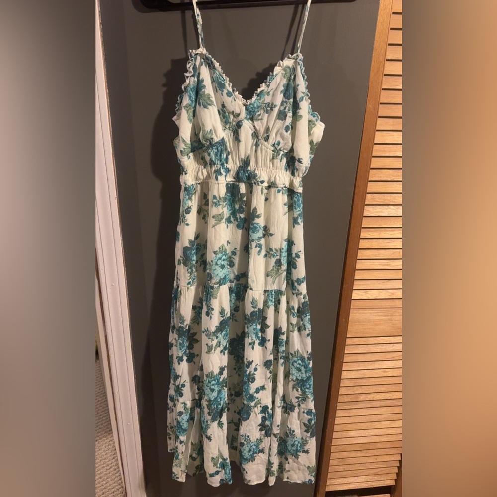 Trixxi Blue and Cream Sleeveless Maxi Dress for Weddings